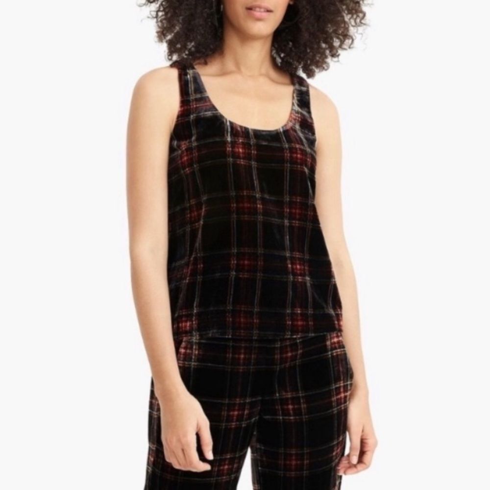 J. CREW stewart tartan velvet top